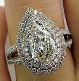 6.5ct Oval Cut Diamond Cocktail Split Band Engagement Ring 14K White Gold Finish