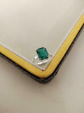 2.1ct Engagement Ring Green Emerald Cut Solitaire Women 14k White Gold Finish