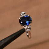 2.3ct Engagement Ring Oval Cut Sapphire Stylish Art Deco 14k White Gold Finish