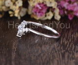 0.2ct Round Cut Moissanite Stackable Curved Wedding Band 14k White Gold Plated