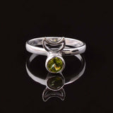 0.25ct Engagement Ring Round Cut Peridot Crescent Moon 14k White Gold Finish