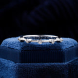 0.5ct Round Cut Moissanite Minimalist Half Eternity Band 14k White Gold Plated