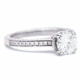 1.7ct Round Cut Diamond Dual Prong Solitaire with Accent Ring 14k WhiteGold Over
