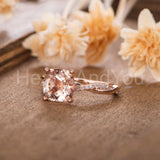 1ct Cushion Cut Simulated Peach Morganite Infinity Ring 14k Rose Gold Plated