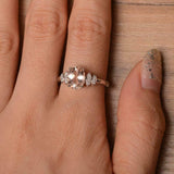 2.3ct Engagement Ring Oval Cut Morganite Stylish Art Deco 14k White Gold Finish