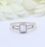 1.7ct Baguette Cut Diamond Engagement Ring Split Shank Halo 14k WhiteGold Finish
