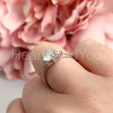 0.5ct Round Cut Moissanite Petite Women Engagement Ring 14k White Gold Plated