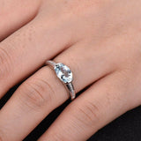 1.5Ct Oval Cut Blue Aquamarine East West Engagement Ring 14K White Gold Finish