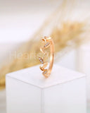 0.1ct Round Cut Moissanite Floral Leaf Women Wedding Band 14k Yellow Gold Plated