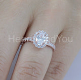 2.2ct Oval Cut Simulated Diamond Halo Engagement Ring 14k Rose Gold Plated
