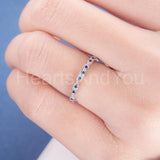 0.3ct Round Cut Simulated Blue Sapphire Half Eternity Band 14k White Gold Plated