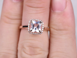 1.2ct Cushion Cut Peach Morganite Diamond Halo Solitaire Ring 14k Rose Gold Over