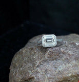 1.2ct Emerald Cut VVS1 Diamond Accent Halo Engagement Ring 14k White Gold Finish