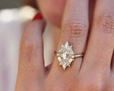 2.5ct Oval Diamond Engagement Ring Art Deco Vintage Inspired 14k YellowGold Over