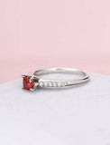 1ct Round Cut Garnet Engagement Ring Solitaire with Accent 14k White Gold Finish