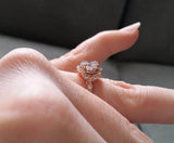 2Ct Round Cut VVS1 Diamond Halo Leaf Accent Engagement Ring 14K Rose Gold Finish