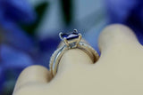 2ct Princess Blue Sapphire Diamond Split Band Engagement Ring 14k WhiteGold Over