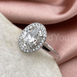 2.2ct Oval Simulated Diamond Solitaire Accents Halo Ring 14k White Gold Plated