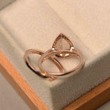2ct Engagement Ring Pear Cut Peach Morganite Halo Bridal Set 14k RoseGold Finish