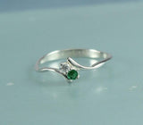 1ct Engagement Ring Round Cut Green Emerald Two Stone Bypass 14k White Gold Over