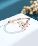 0.5ct Marquise Cut Simulated Diamond Crown Wedding Band 14k Rose Gold Plated
