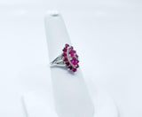 2.2ct Engagement Ring Pear Cut Pink Ruby Art Deco 14k White Gold Finish