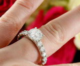 3ct Round Cut Diamond Accent Solitaire Engagement Ring 14k White Gold Finish New