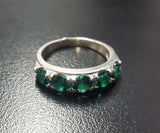 5ct Wedding Band Round Cut Green Emerald Half Eternity 14k White Gold Finish