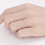 0.2ct Round Cut Diamond Wedding Band V Shaped Petite Curved 14k WhiteGold Finish