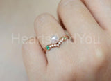 0.5ct Round Cut Simulated Diamond Pearl Minimalist Ring 14k Rose Gold Plated