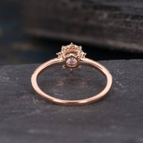 0.75ct Round Cut Diamond Engagement Ring Accents Halo 14k Rose Gold Finish