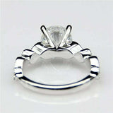 2.35ct Engagement Ring Round Cut Diamond Accents Solitaire 14k White Gold Finish