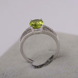 2.4ct Engagement Ring Oval Cut Green Peridot Split Shank 14k White Gold Finish