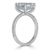 1.5Ct Radiant Cut Diamond Solitaire Ring 14K White Gold Finish with Round Accent