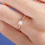 0.5ct Round Cut Simulated Diamond Dainty Halo Pearl Ring 14k Yellow Gold Plated
