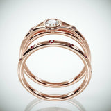 1.75Ct Round Cut Diamond Ruby Bridal Set Minimalist Ring 14K Rose Gold Finish