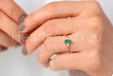 0.2ct Oval Cut Simulated Green Emerald Three Stone Ring 14k Yellow Gold Plated
