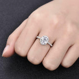 2.35ct Engagement Ring Oval Cut Diamond Round Accent Halo 14k White Gold Finish