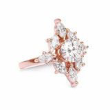 2.5ct Round Brilliant Cut Diamond Engagement Ring Art Deco 14k Rose Gold Finish