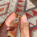 0.1ct Round Cut Moissanite Floral Design Engagement Ring 14k Yellow Gold Plated