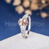 2ct Oval Cut Simulated Morganite Cluster Infinity Ring 14k White Gold Plated