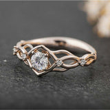 Split Open Band Solitaire with Accent Ring 1ct Round Diamond 14k White Gold Over