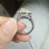 4Ct Round Cut Diamond Dual Halo Floral Engagement Ring 14K White Gold Finish