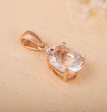1ct Oval Cut Simulated Morganite Solitaire Pendant 14k Rose Gold Plated NO CHAIN