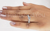 2.2ct Round Cut Moissanite Solitaire Cluster Shank Ring 14k White Gold Plated