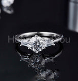 0.5ct Round Cut Moissanite Three Stone Engagement Ring 14k White Gold Plated