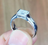 Solitaire Engagement Ring 0.4ct Emerald Cut VVS1D Diamond 14k White Gold Finish
