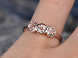2ct Round Cut Peach Morganite Trilogy Engagement Ring 18K Rose Gold Finish New