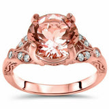 2Ct Round Peach Morganite Milgrain Filigree Solitaire Ring 14K Rose Gold Finish