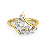 1ct Engagement Ring Round Cut Diamond Leaf Bypass Design 14k Yellow Gold Finish